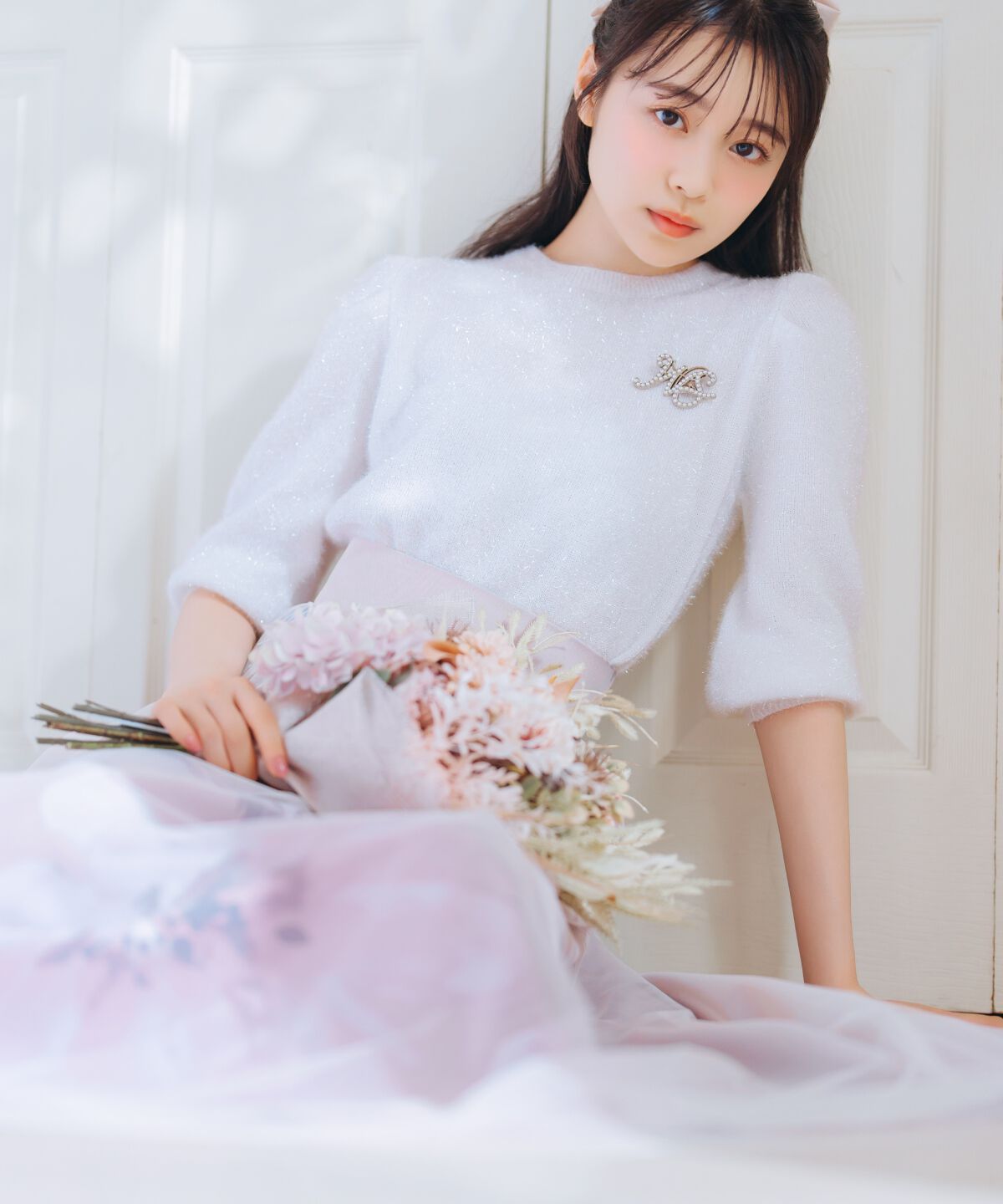 WILLSELECTION「ビッグフラワーチュールレイヤードスカート」|フレア|