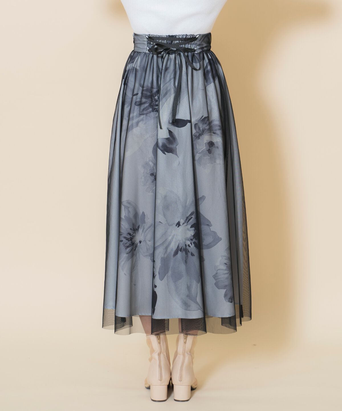 WILLSELECTION「ビッグフラワーチュールレイヤードスカート」|フレア|