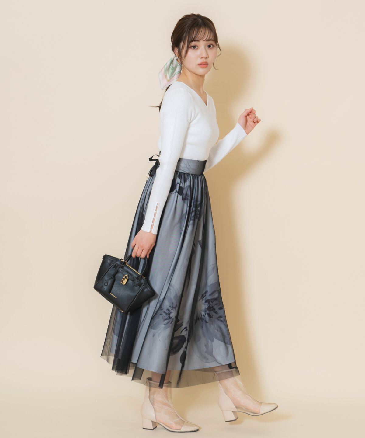 WILLSELECTION「ビッグフラワーチュールレイヤードスカート」|フレア|