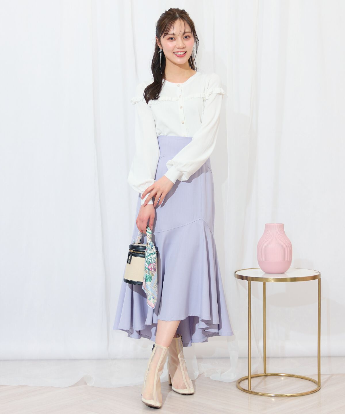 WILLSELECTION「アシメヘムフィッシュテールスカート」|フレア|ラベンダー