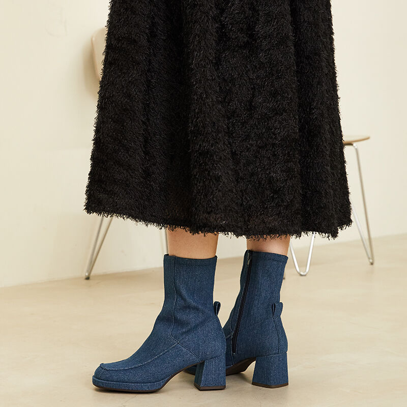 ORiental TRaffic「プラットフォームモカヒールブーツ/31436」|ショートブーツ|