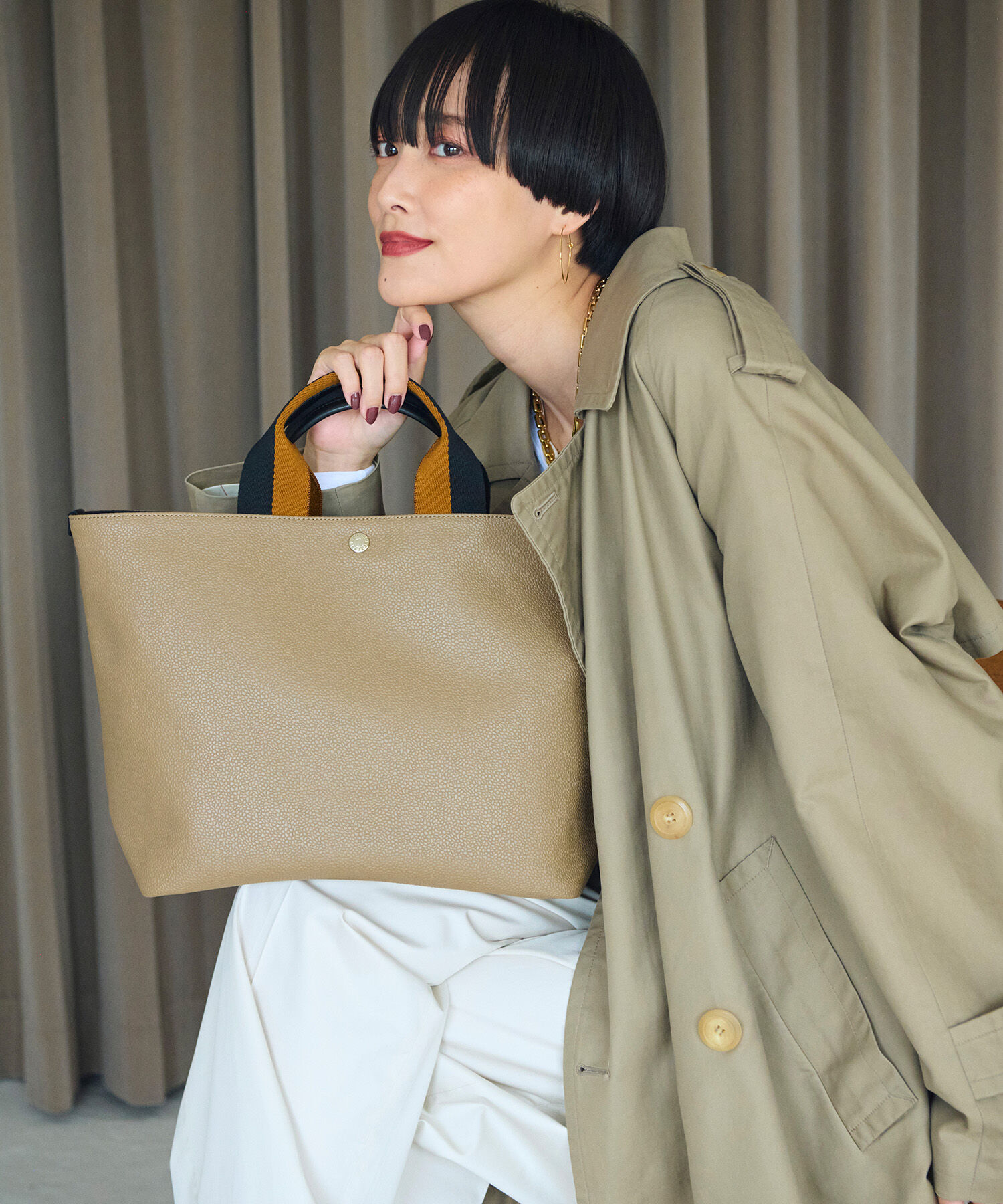 TOPKAPI BREATH「【Breath TOPKAPI】SCOTCH GRAIN スコッチグレイン プレーン バイカラーハンドル A4 トートバッグ」|トートバッグ|