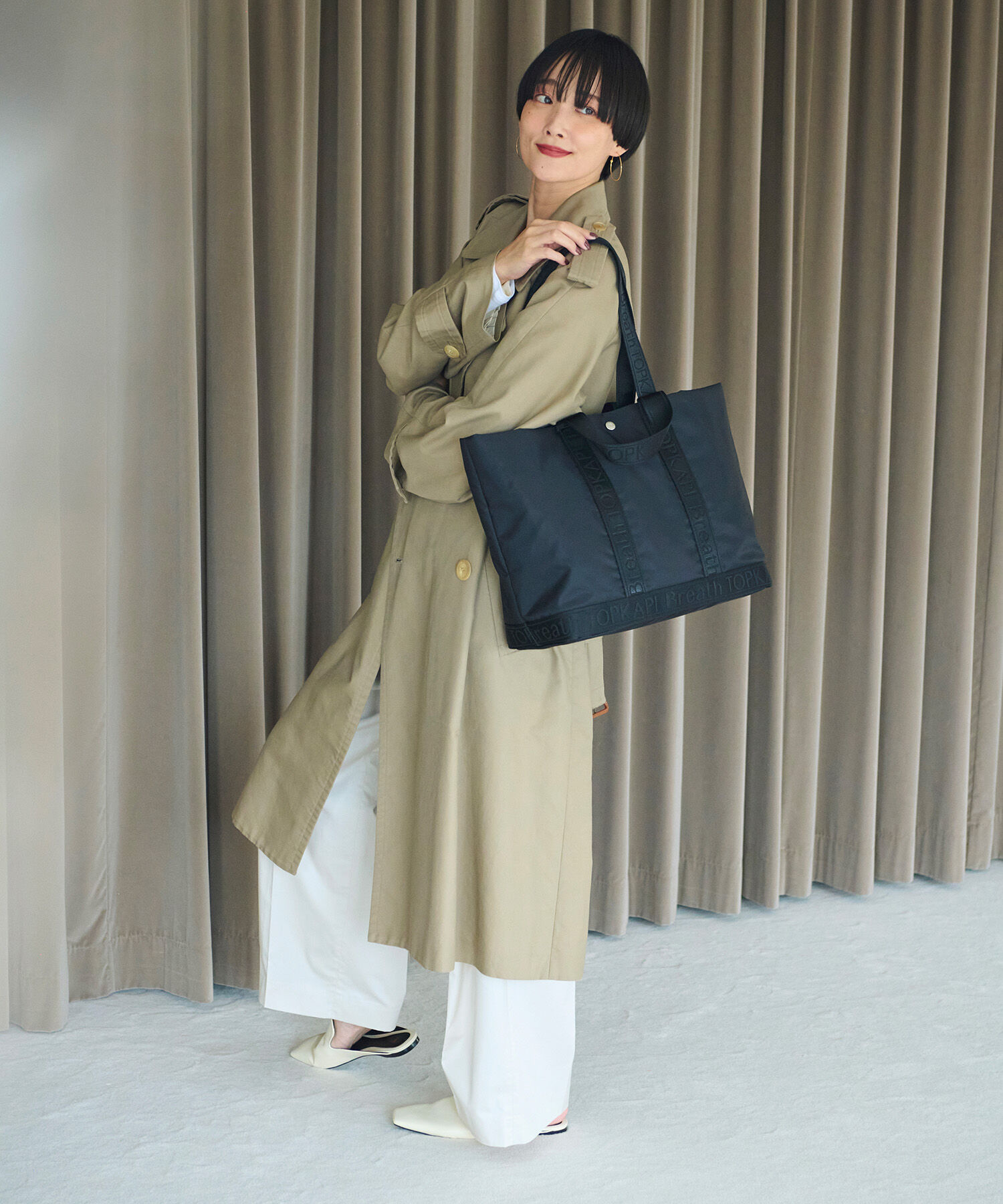 TOPKAPI BREATH「【Breath TOPKAPI】Freely フリーリー ナイロン ロゴテープ ダブルハンドル 2way トートバッグ」|トートバッグ|