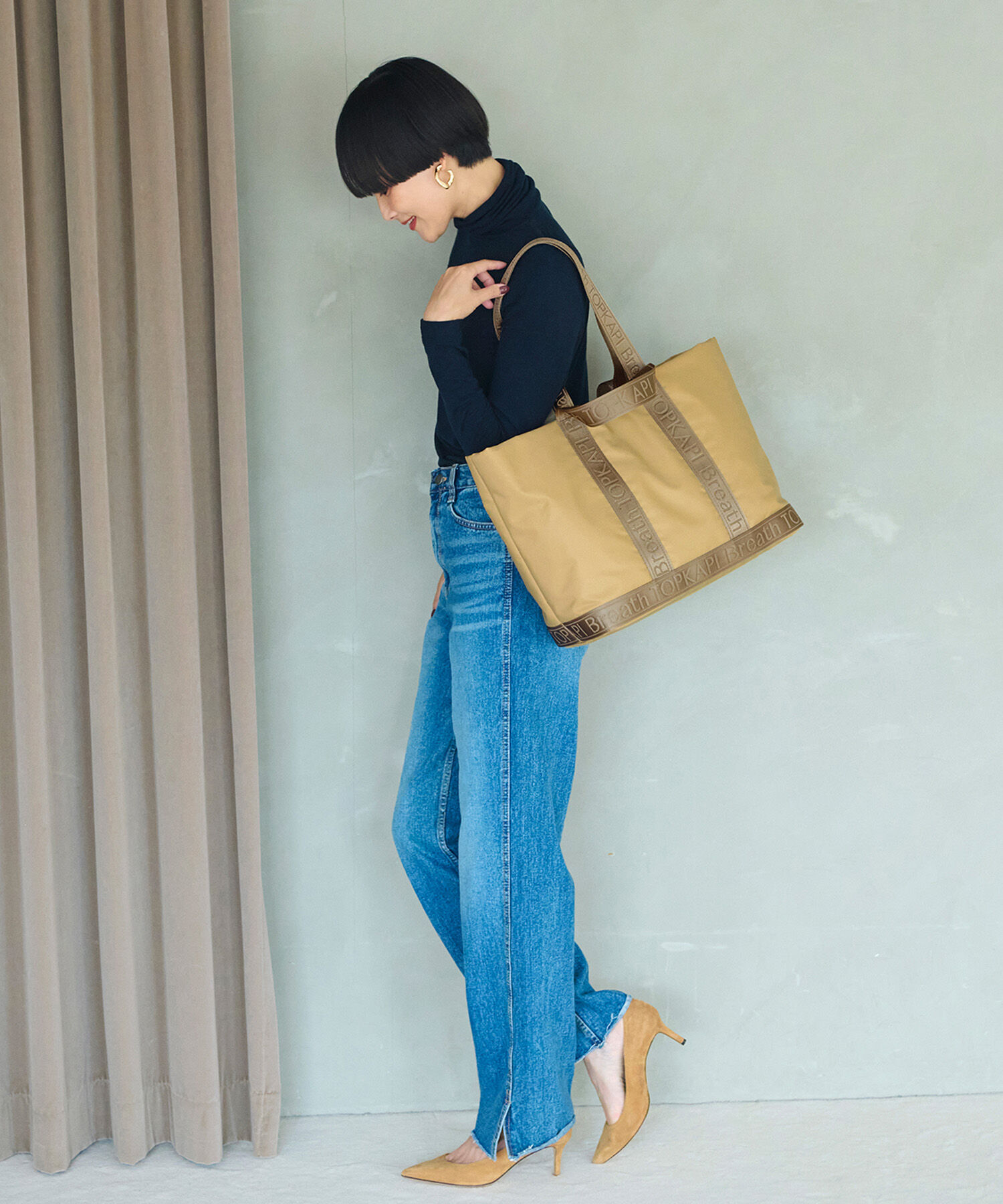 TOPKAPI BREATH「【Breath TOPKAPI】Freely フリーリー ナイロン ロゴテープ ダブルハンドル 2way トートバッグ」|トートバッグ|