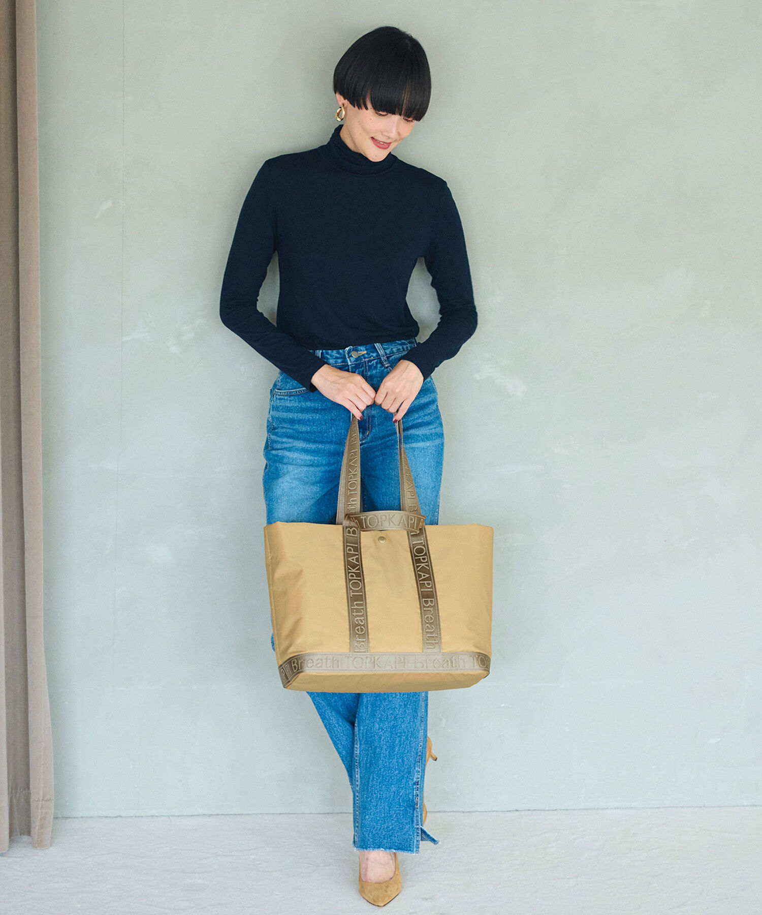 TOPKAPI BREATH「【Breath TOPKAPI】Freely フリーリー ナイロン ロゴテープ ダブルハンドル 2way トートバッグ」|トートバッグ|