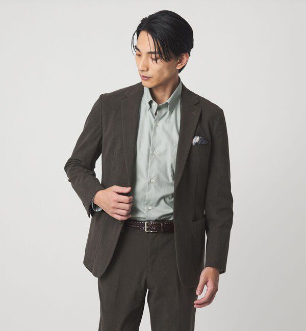 UNITED ARROWS green label relaxing「エブリット Cブラッシュド ヘリンボーン スナップ ボタンダウン シャツ -イージーアイロン・抗菌-」|シャツ・ブラウス|