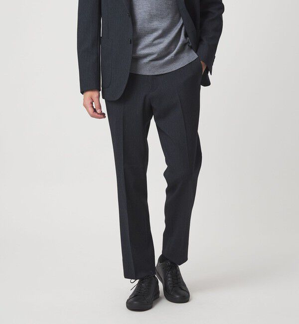 UNITED ARROWS green label relaxing「A+ ポリエステルツイード スタンダード イージー スラックス -ウォッシャブル・ストレッチ-」|スラックス|NAVY