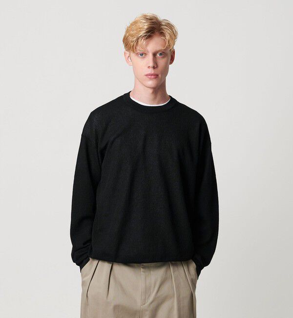 BEAUTY&YOUTH UNITED ARROWS「エア ミラノ クルーネック ニット 抗菌防臭」|ニット・セーター|BLACK