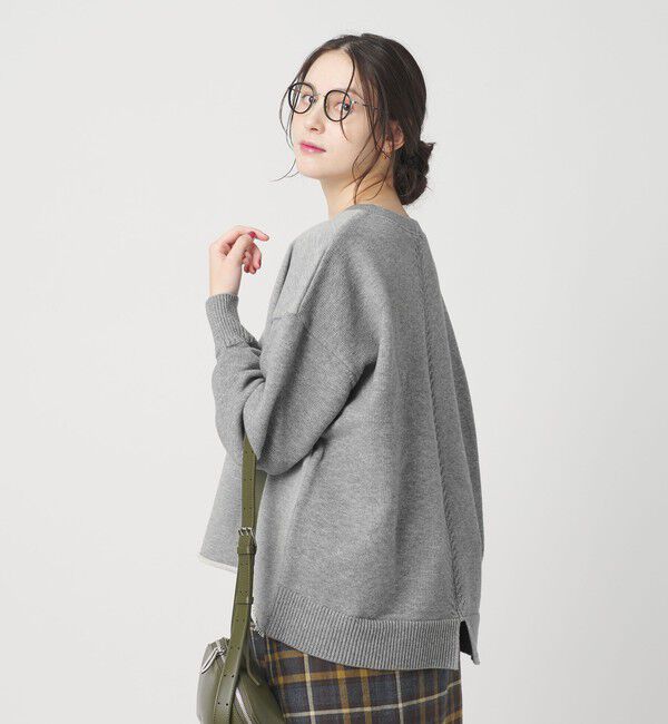 BEAUTY&YOUTH UNITED ARROWS「【WEB限定】スウェット&times;ニット コンビプルオーバー ウォッシャブル」|ニット・セーター|MD.GRAY