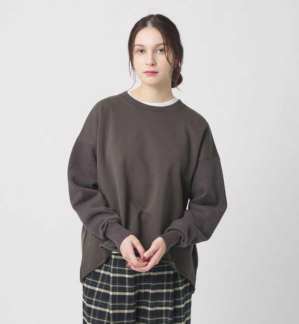 BEAUTY&YOUTH UNITED ARROWS「【WEB限定】スウェット&times;ニット コンビプルオーバー ウォッシャブル」|ニット・セーター|