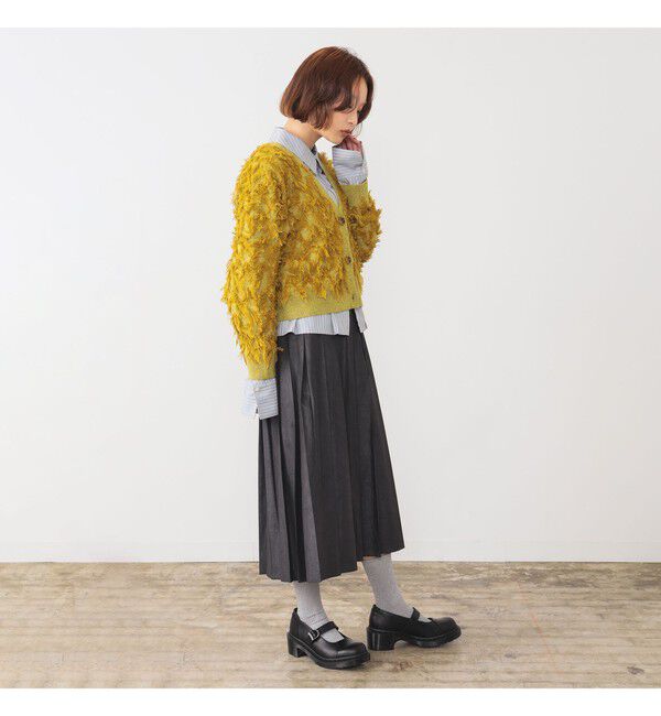 Ray BEAMS 「カット ジャカード フリンジ Vネック カーディガン」|カーディガン|