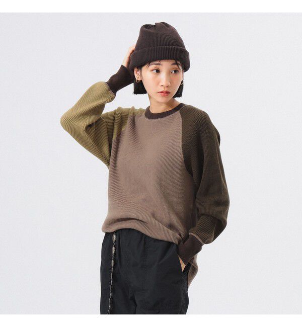 BEAMSBOY「14ゲージ ワッフル クルー」|ニット・セーター|OLIVE