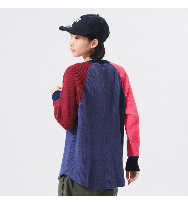 BEAMSBOY「14ゲージ ワッフル クルー」|ニット・セーター|NAVY