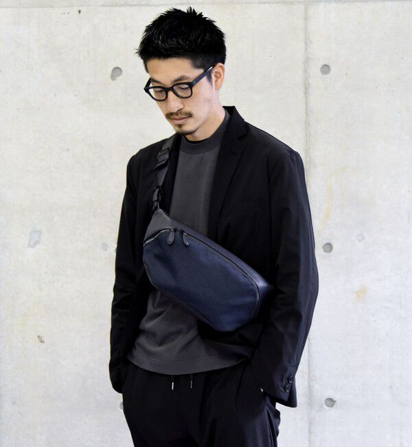 SHIPS「SHIPS: シュリンクレザー &times; ファブリック コンビ ウエスト バッグ (ボディバッグ)」|ショルダー・メッセンジャー|