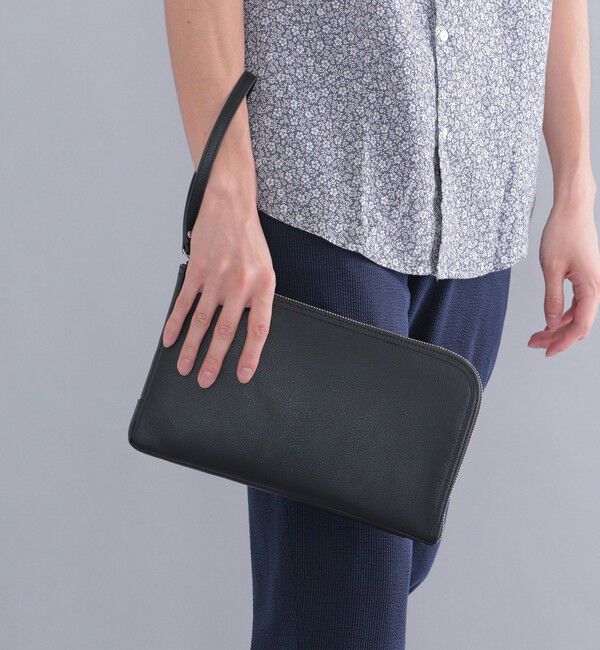 SHIPS「SHIPS: スマート レザー クラッチバッグ」|クラッチバッグ|ブラック
