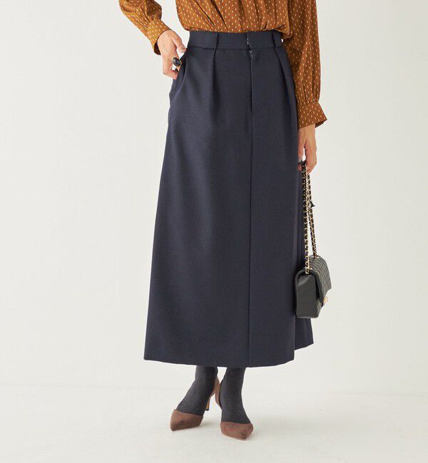 SHIPS Colors 「SHIPS Colors:〈洗濯機可能〉ツイル トラペーズ タック スカート」|スカート|ネイビー