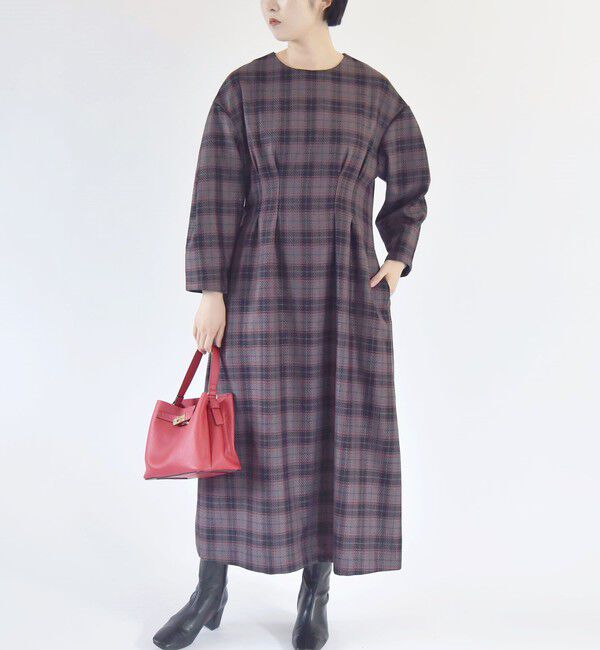 quaranciel「quaranciel:〈手洗い可能〉チェック シェイプ ワンピース」|ワンピース|