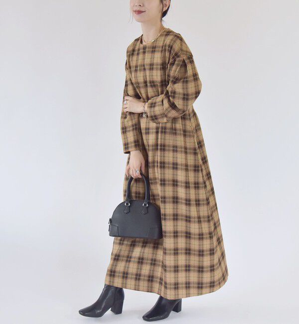 quaranciel「quaranciel:〈手洗い可能〉チェック シェイプ ワンピース」|ワンピース|