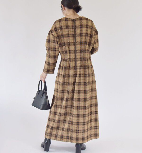 quaranciel「quaranciel:〈手洗い可能〉チェック シェイプ ワンピース」|ワンピース|