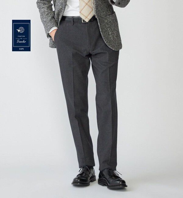 SHIPS「SHIPS: 〈手洗い可能〉2WAY ストレッチ ドビー パンツ」|チノ|チャコールグレー