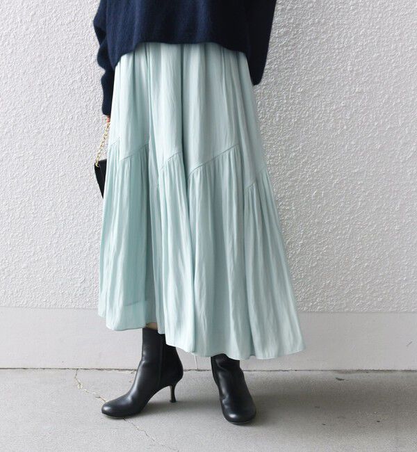 SHIPS for women「〈手洗い可能〉割繊 バイアス 切替 フレア スカート 24SS ◇」|スカート|