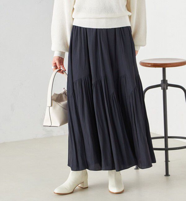 SHIPS for women「〈手洗い可能〉割繊 バイアス 切替 フレア スカート 24SS ◇」|スカート|ネイビー