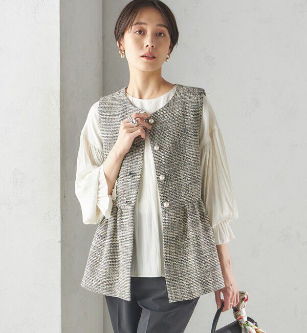 SHIPS for women「〈セレモニー対応可〉スラブ ツイード ジレ（セットアップ対応）」|ベスト・ジレ|