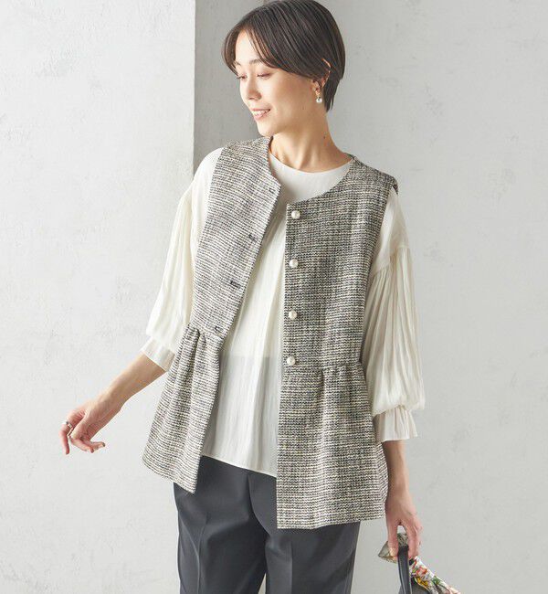 SHIPS for women「〈セレモニー対応可〉スラブ ツイード ジレ（セットアップ対応）」|ベスト・ジレ|