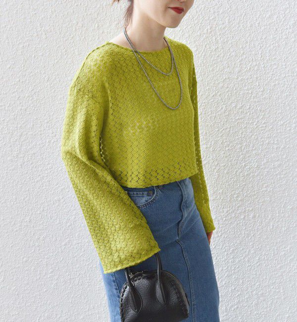 SHIPS for women「* 〈手洗い可能〉バルファス レース ショート プルオーバー 24SS ◇」|Tシャツ・カットソー|ライム