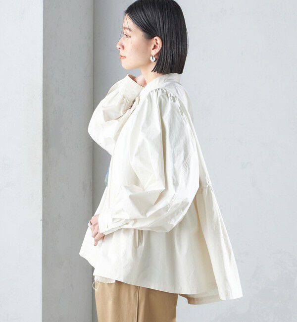 SHIPS for women「〈手洗い可能〉割繊 ナイロン スタンドカラー ギャザー ブルゾン◇」|ブルゾン・スタジャン|