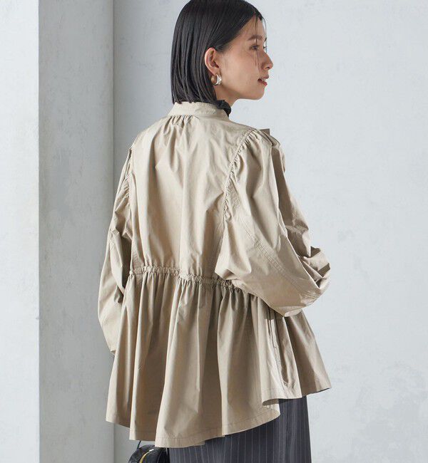 SHIPS for women「〈手洗い可能〉割繊 ナイロン スタンドカラー ギャザー ブルゾン◇」|ブルゾン・スタジャン|