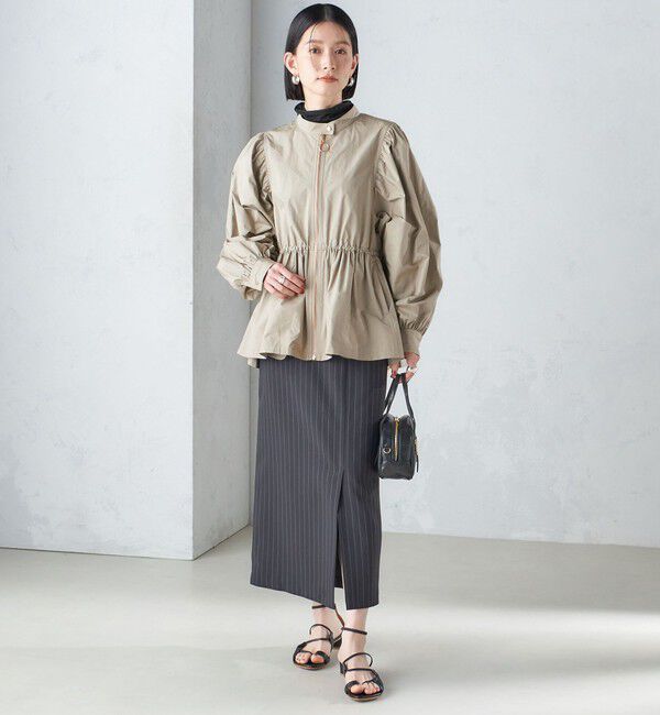 SHIPS for women「〈手洗い可能〉割繊 ナイロン スタンドカラー ギャザー ブルゾン◇」|ブルゾン・スタジャン|