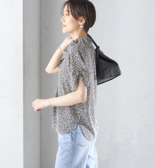 SHIPS for women「〈手洗い可能〉ネック ギャザー プリント ドルマン ブラウス」|シャツ・ブラウス|