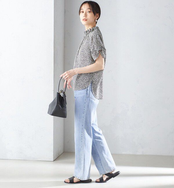 SHIPS for women「〈手洗い可能〉ネック ギャザー プリント ドルマン ブラウス」|シャツ・ブラウス|