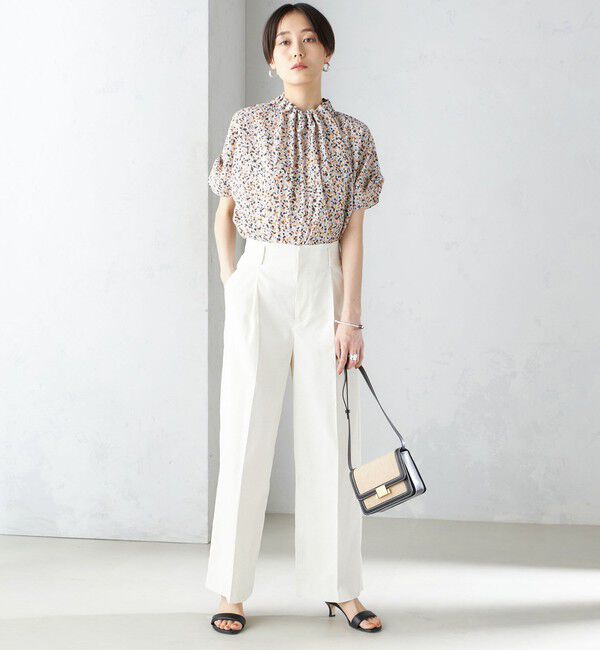 SHIPS for women「〈手洗い可能〉ネック ギャザー プリント ドルマン ブラウス」|シャツ・ブラウス|