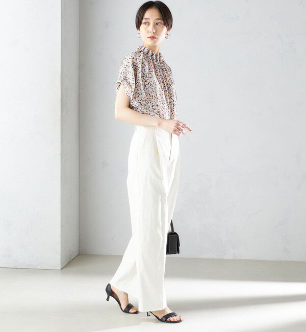 SHIPS for women「〈手洗い可能〉ネック ギャザー プリント ドルマン ブラウス」|シャツ・ブラウス|