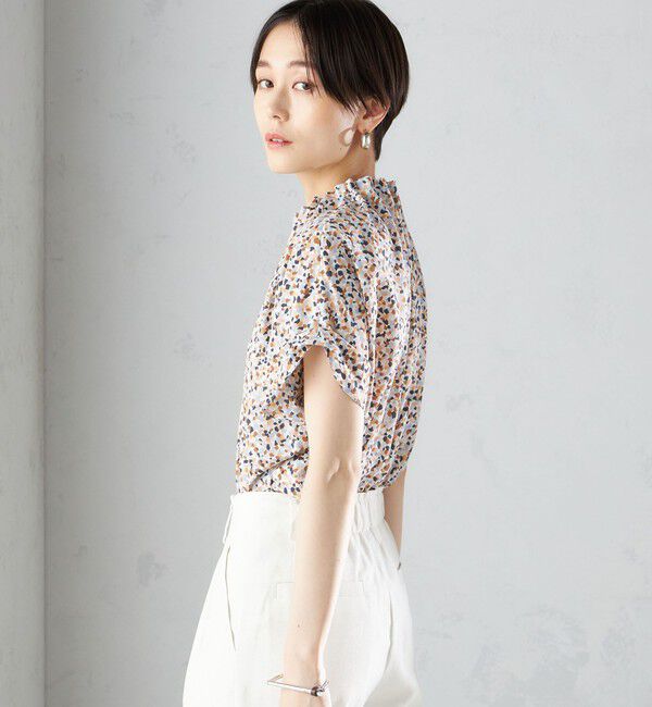 SHIPS for women「〈手洗い可能〉ネック ギャザー プリント ドルマン ブラウス」|シャツ・ブラウス|