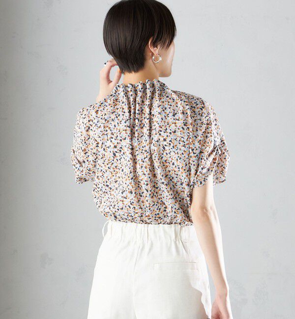 SHIPS for women「〈手洗い可能〉ネック ギャザー プリント ドルマン ブラウス」|シャツ・ブラウス|