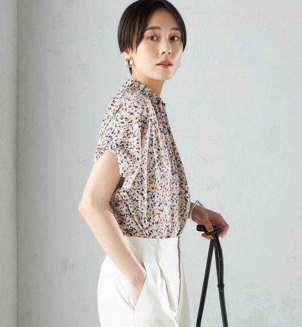 SHIPS for women「〈手洗い可能〉ネック ギャザー プリント ドルマン ブラウス」|シャツ・ブラウス|