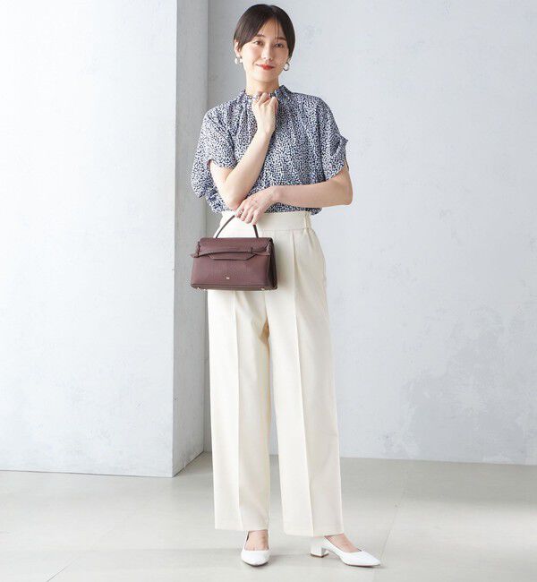 SHIPS for women「〈手洗い可能〉ネック ギャザー プリント ドルマン ブラウス」|シャツ・ブラウス|