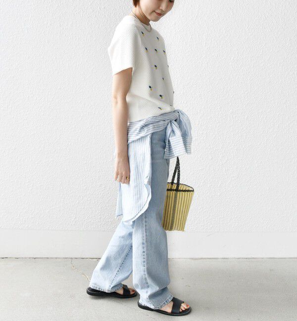 SHIPS for women「【WEB限定】〈手洗い可能〉ハイツイスト コットン ビジュー カノコ ニット」|プルオーバー|