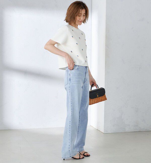 SHIPS for women「【WEB限定】〈手洗い可能〉ハイツイスト コットン ビジュー カノコ ニット」|プルオーバー|