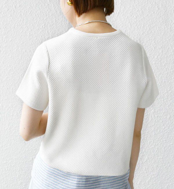 SHIPS for women「【WEB限定】〈手洗い可能〉ハイツイスト コットン ビジュー カノコ ニット」|プルオーバー|