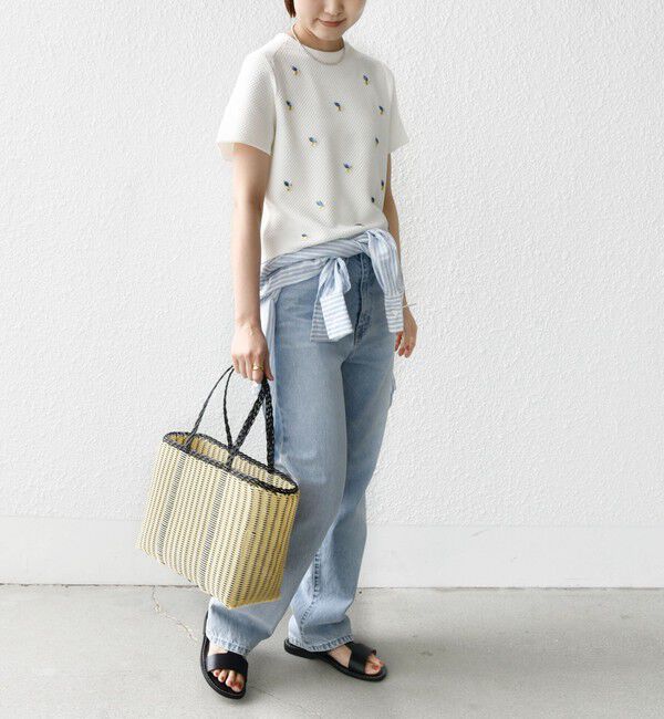 SHIPS for women「【WEB限定】〈手洗い可能〉ハイツイスト コットン ビジュー カノコ ニット」|プルオーバー|