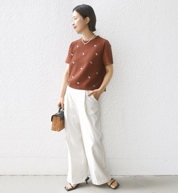 SHIPS for women「【WEB限定】〈手洗い可能〉ハイツイスト コットン ビジュー カノコ ニット」|プルオーバー|