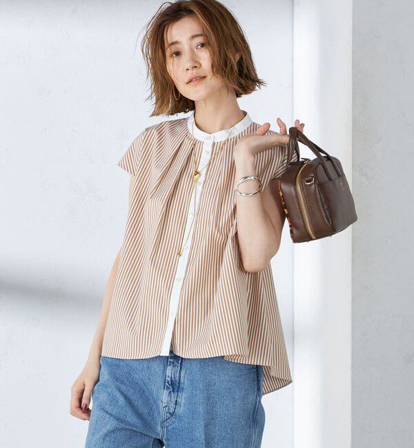 SHIPS for women「〈手洗い可能〉裾 フレア フレンチ スリーブ ブラウス」|シャツ・ブラウス|