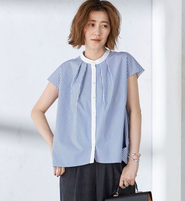 SHIPS for women「〈手洗い可能〉裾 フレア フレンチ スリーブ ブラウス」|シャツ・ブラウス|