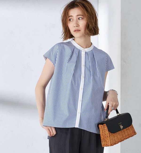 SHIPS for women「〈手洗い可能〉裾 フレア フレンチ スリーブ ブラウス」|シャツ・ブラウス|