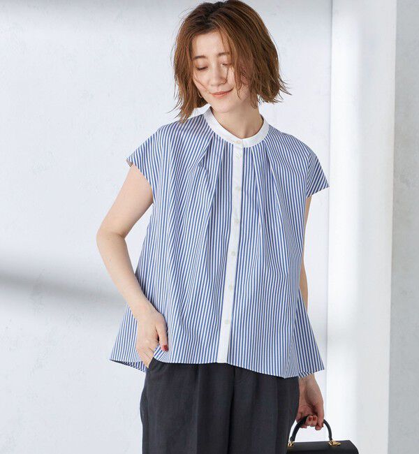 SHIPS for women「〈手洗い可能〉裾 フレア フレンチ スリーブ ブラウス」|シャツ・ブラウス|