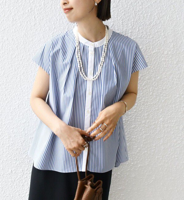 SHIPS for women「〈手洗い可能〉裾 フレア フレンチ スリーブ ブラウス」|シャツ・ブラウス|